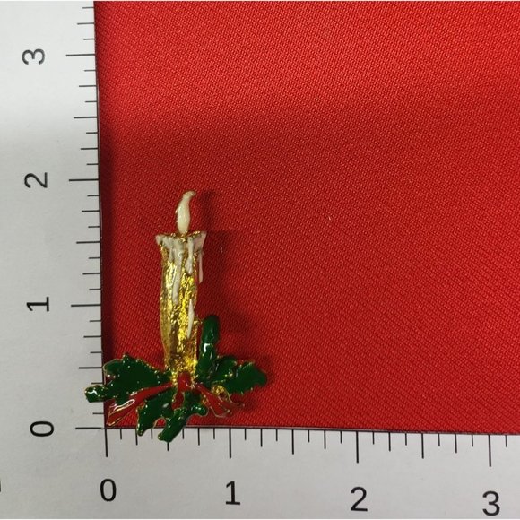 Christmas Pins/ Brooch Set of 2 Christmas Wreath & Bell & Candle Pins - Picture 6 of 9